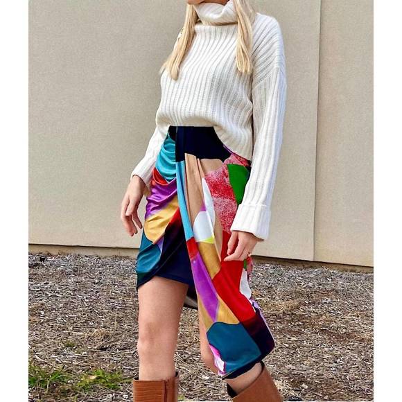 NEW LANDSCAPE body-sculpting draped jersey skirt in kiki - Picture 5 of 5